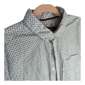 Monument Mens white Geometric Print Short Sleeve Button‎ Up Shirt Size L